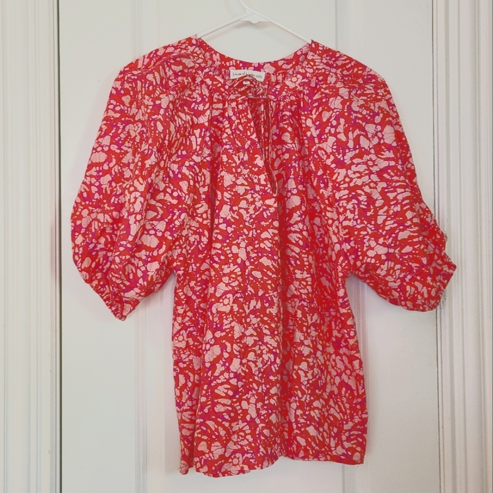 House of Harlow 1960 Martine Pink Romantic Puff Sleeve Top Medium